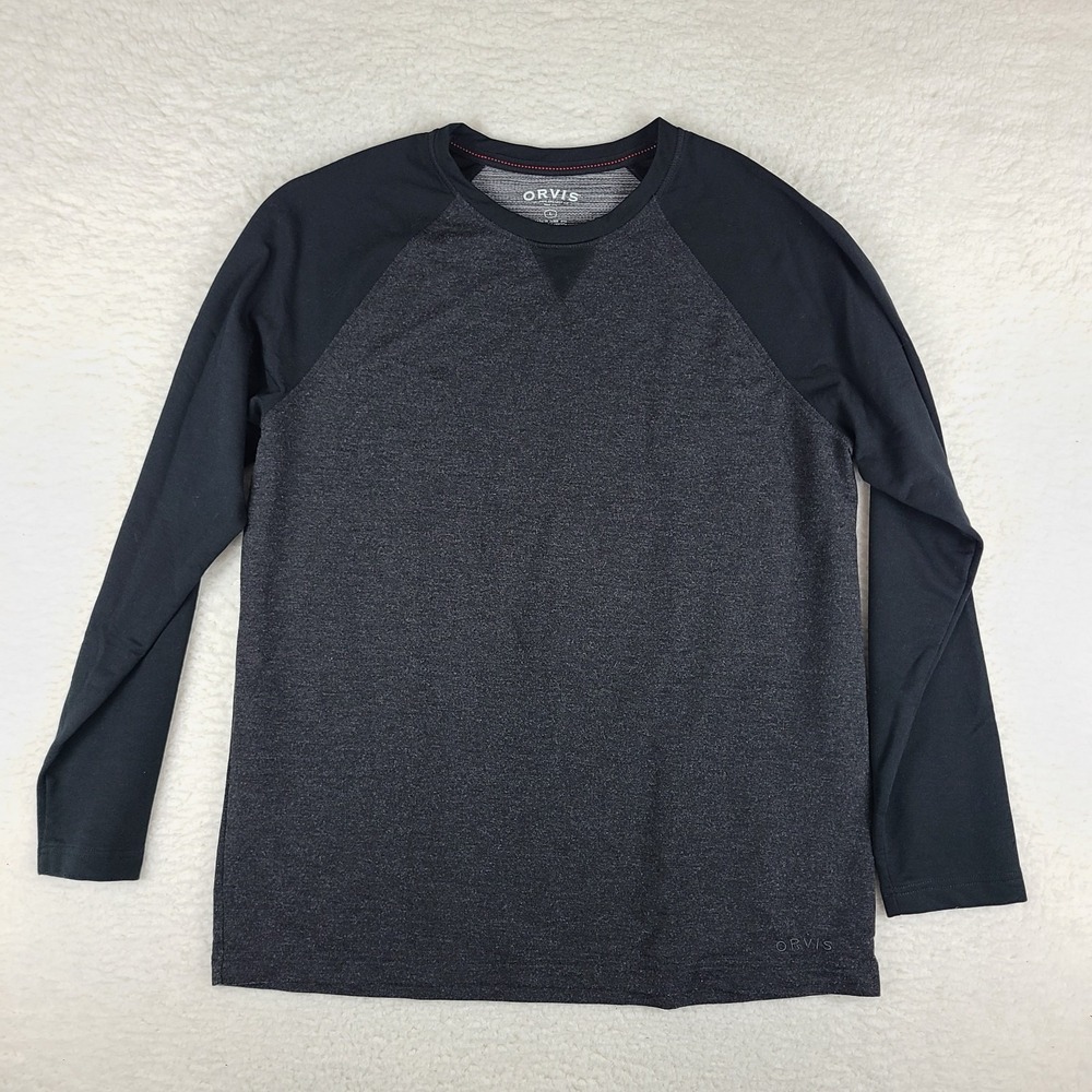 ORVIS Sweatshirt Mens Large Black Dark Gray Crewneck Long Sleeve
